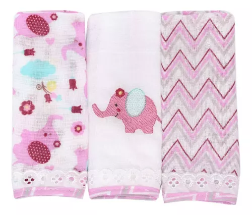 Presentes Para Bebe Recém Nascido Kit 3 Fraldas Ombro E 3 Paninhos