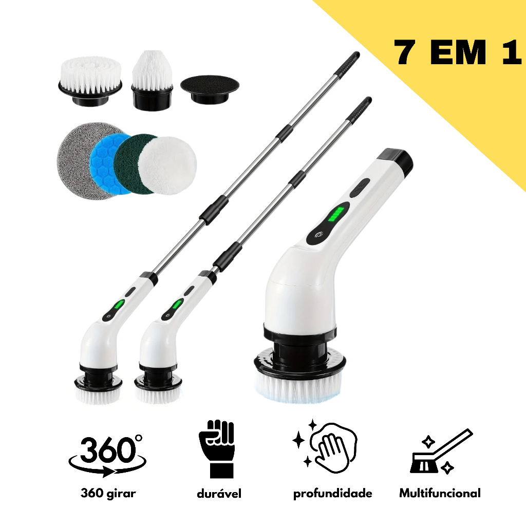 Escova 7 Em 1 De Limpeza Recarregável