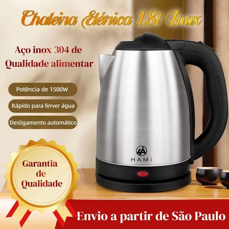 Chaleira Elétrica Inox 1.8L 127V/220V Desligamento Automático