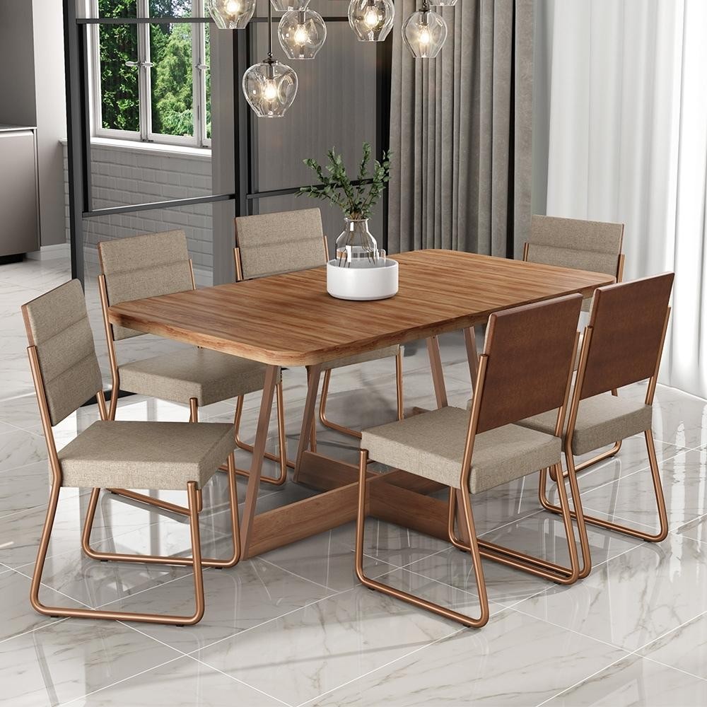 Conjunto Mesa De Jantar 6 Cadeiras Carraro