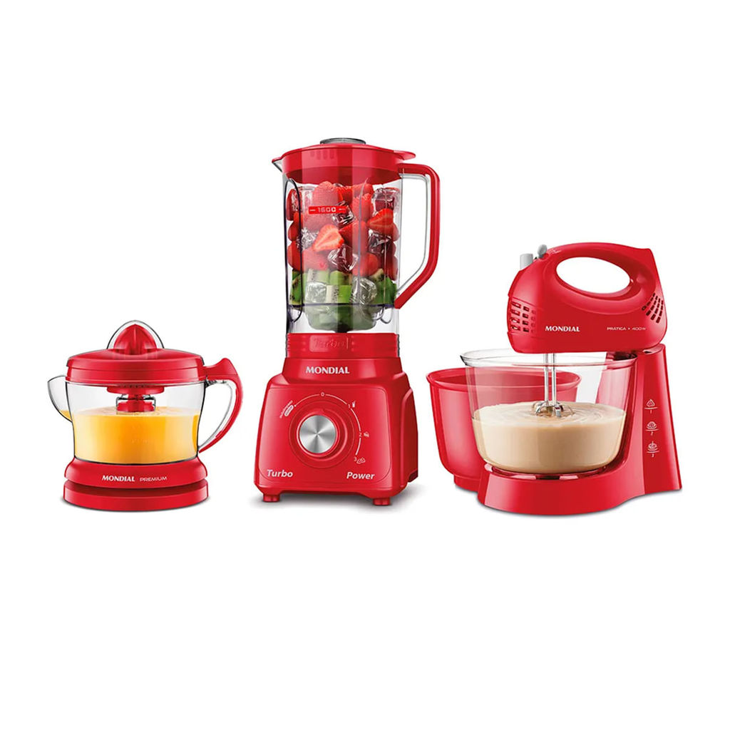 Conjunto Turbo Power Com Liquidificador, Batedeira E Espremedor