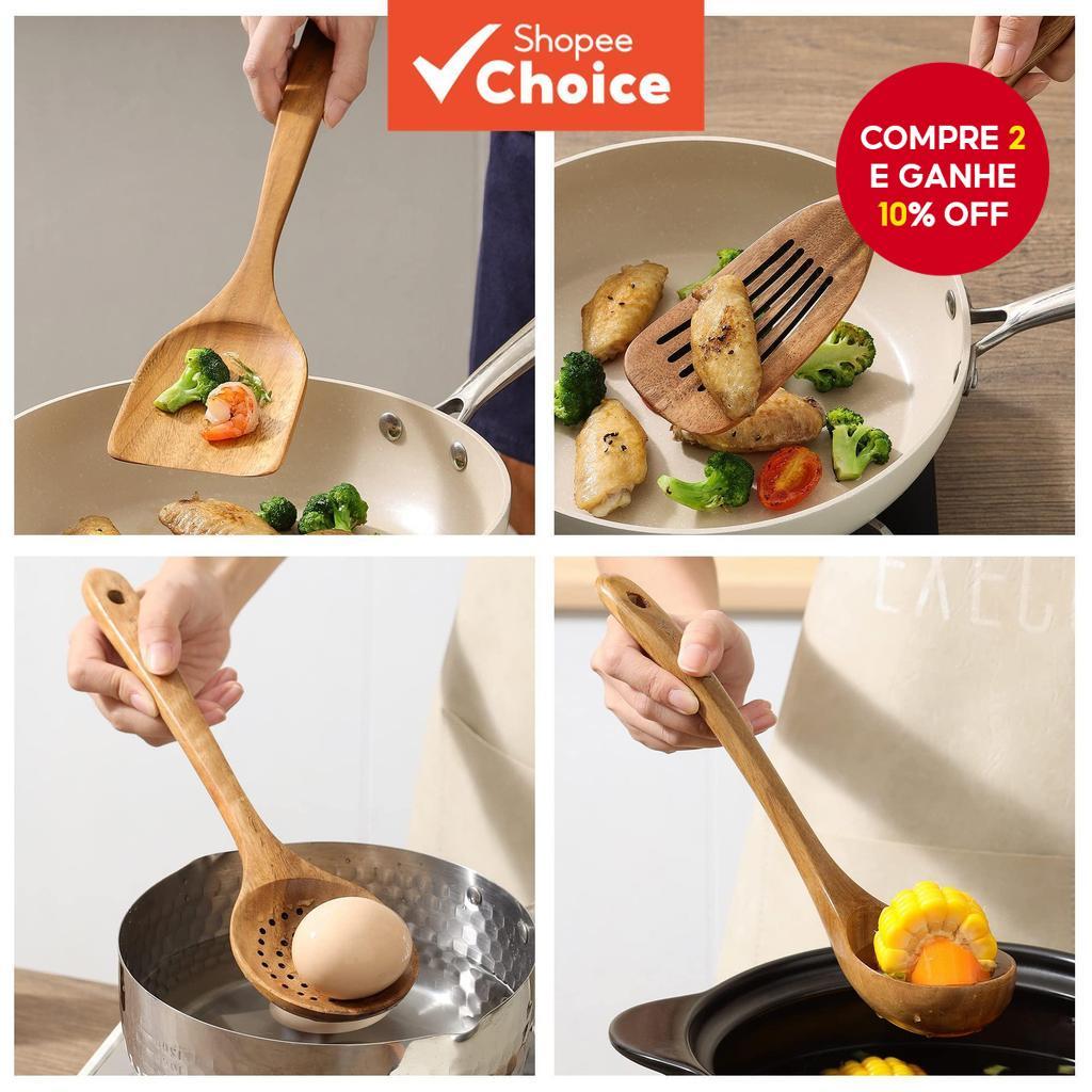 Kit Utensílios De Cozinha Em Madeira - Acessórios Para Cozinha