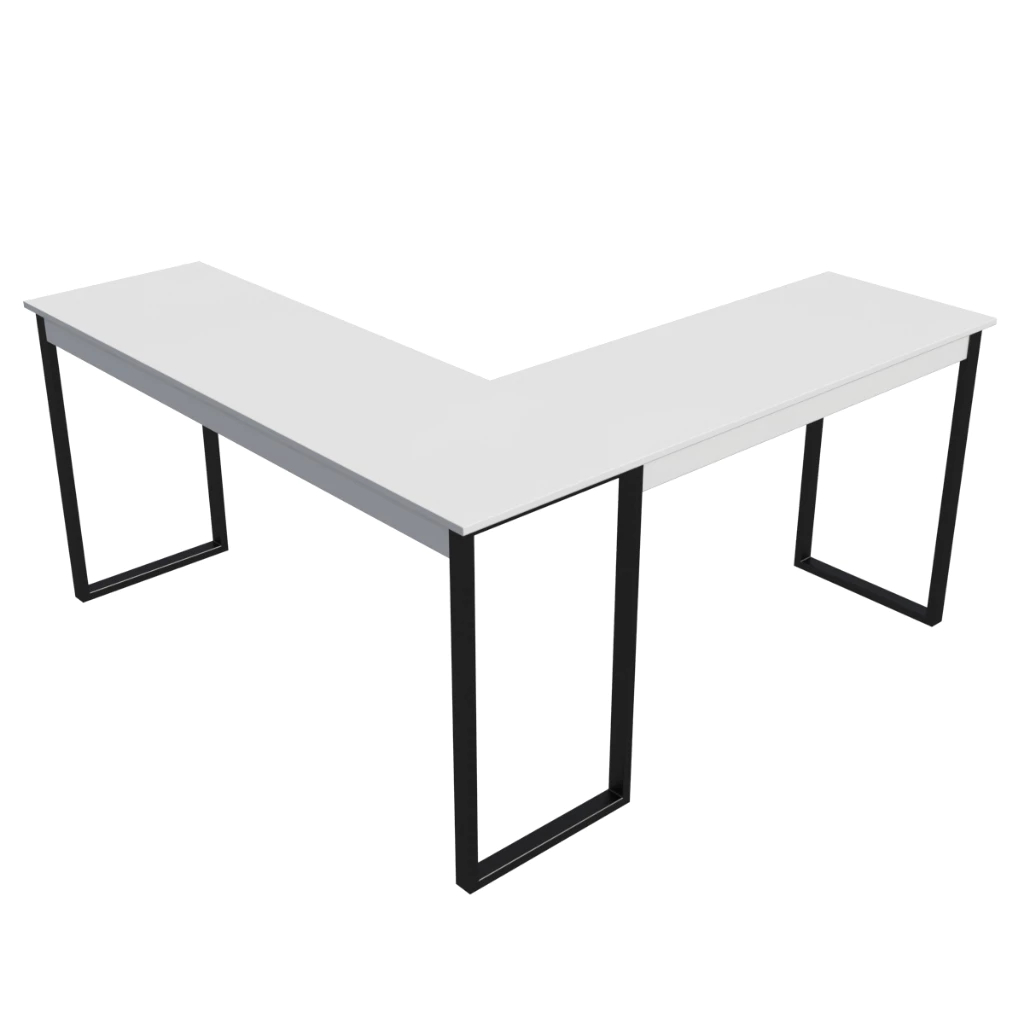 Mesa De Escritório Em L Branca Estilo Industrial