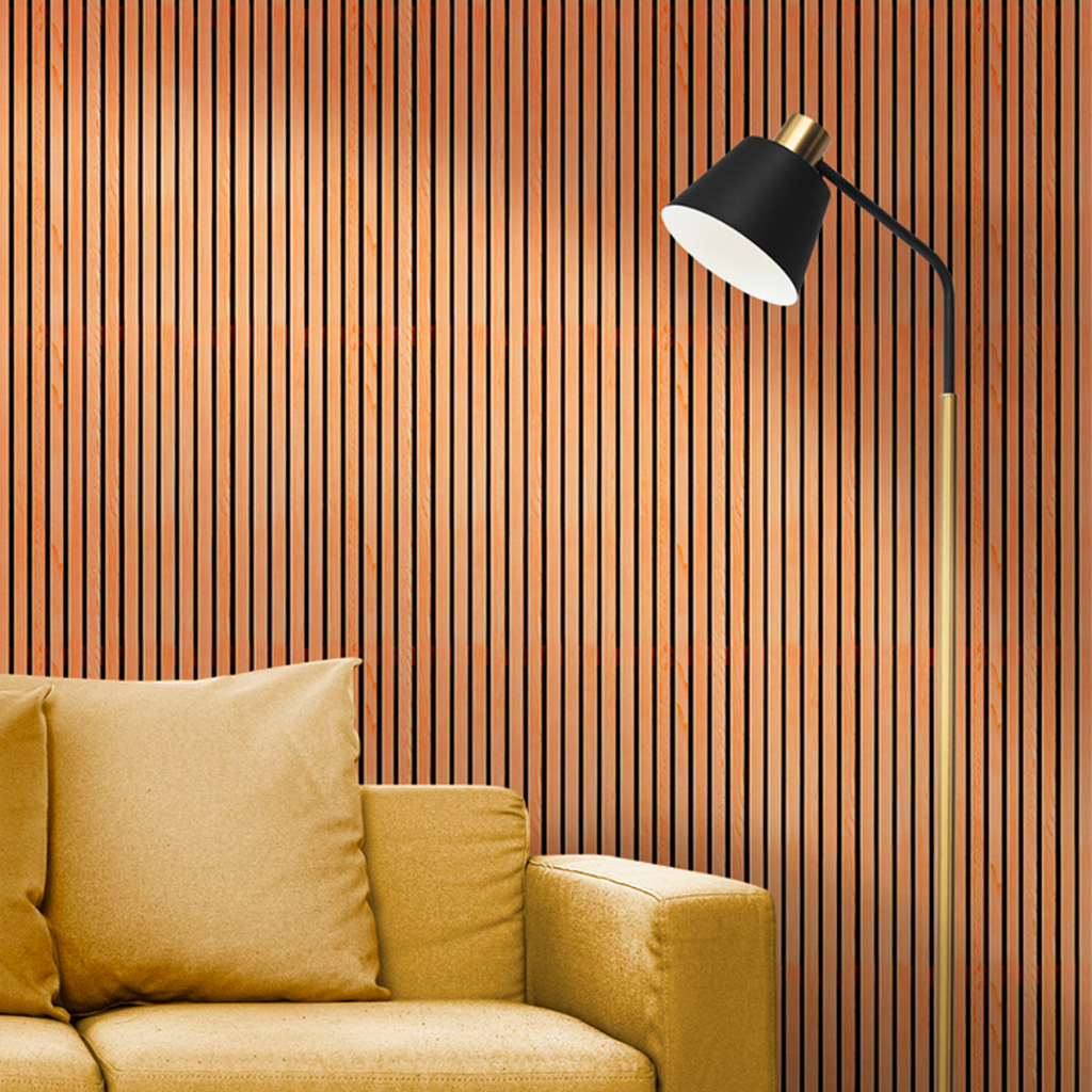 Papel De Parede Madeira Ripada 3D Lavável