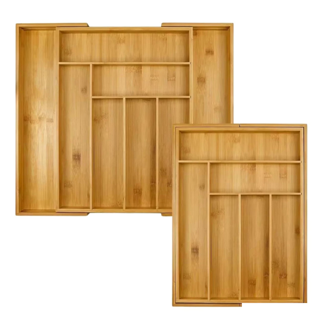 Porta Talheres Bambu Extensivel 5 Divisórias