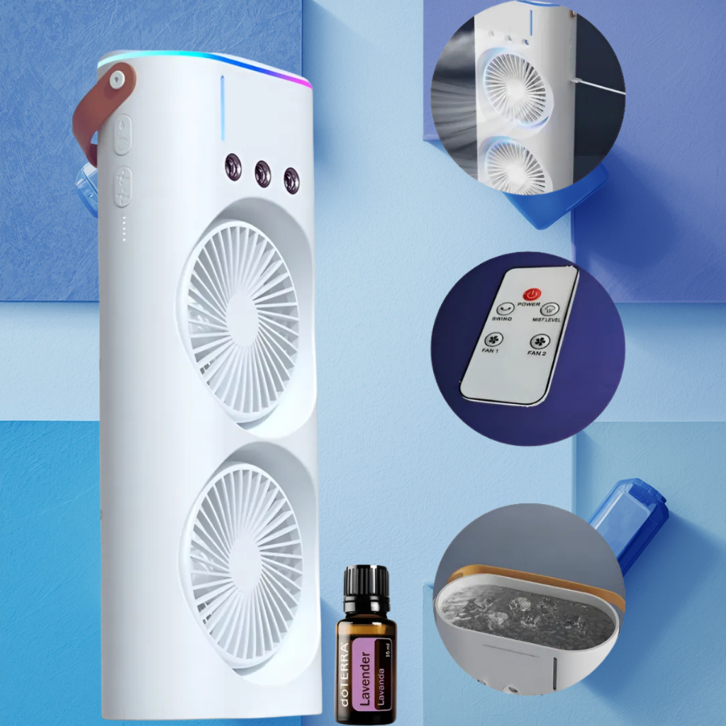 Ventilador De Mesa Climatizador Portátil Umidificador Duplo